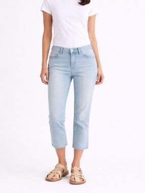 Light Wash Cropped Jeans Slim Straight Stretch M&S Size UK 12 (US 8) NWT